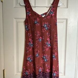 Mudd Brown and Pink Floral Mini Dress